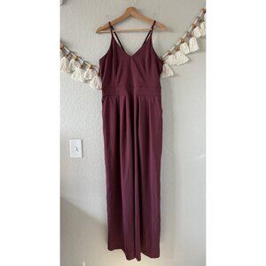 Halara Breezeful Pocket Wide Leg Quick Dry Slip Jumpsuit Amaranth Casual NWT L